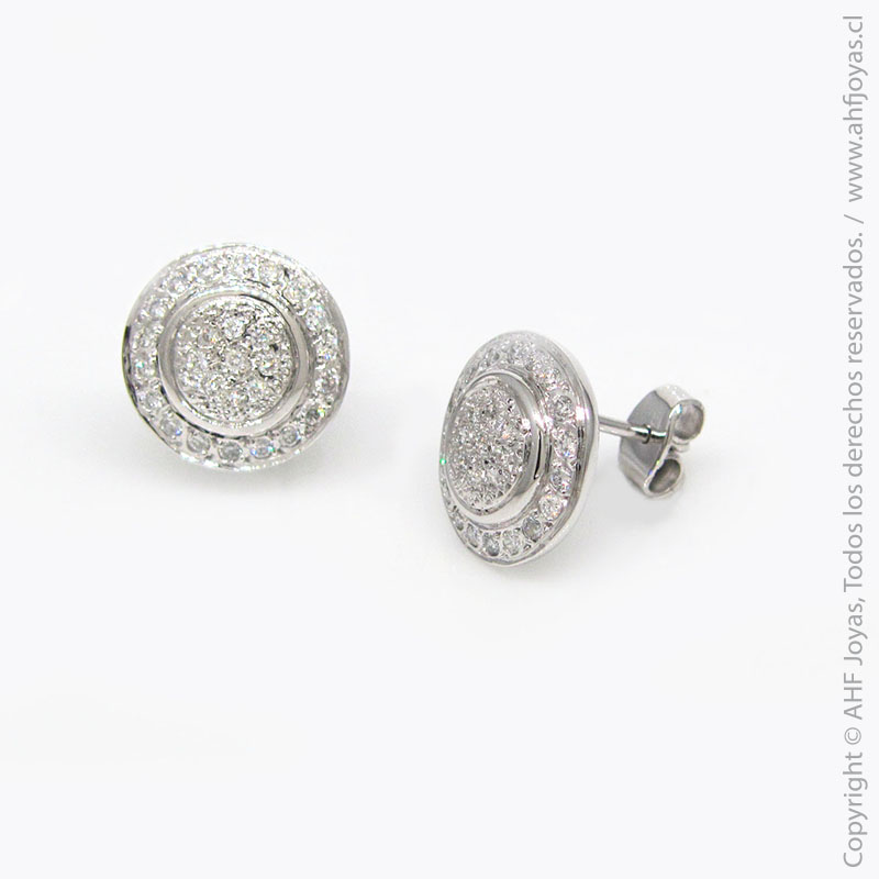 Aros de Oro Blanco y Brillantes AHF Joyas