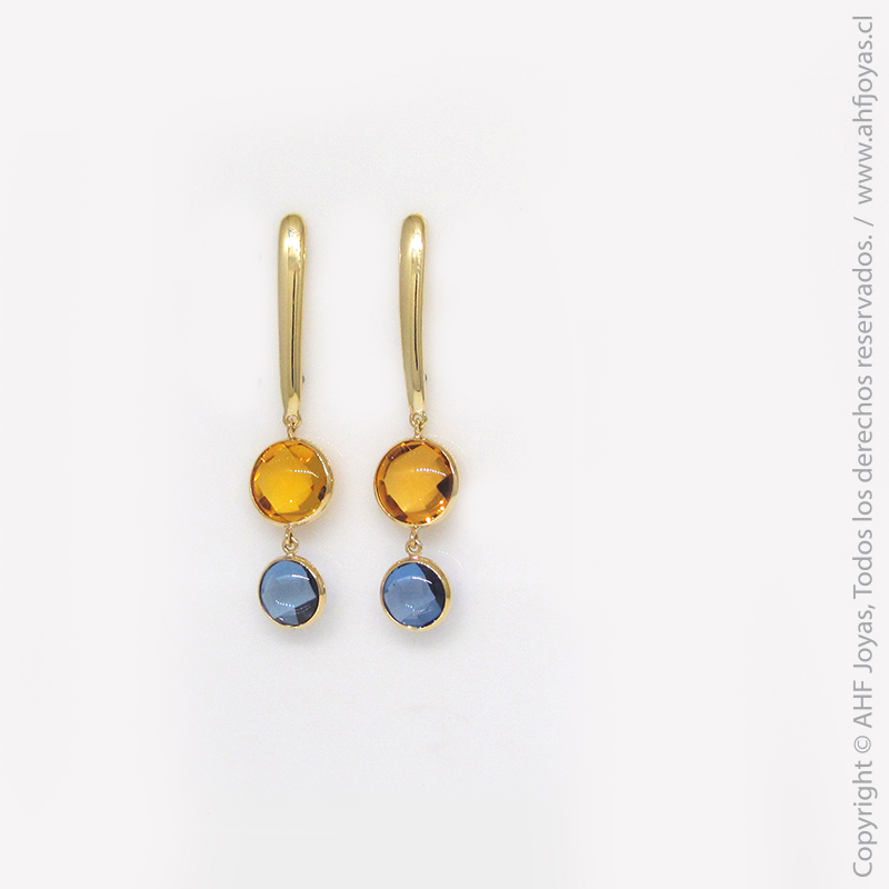 Aros de Oro con piedras de colores AHF Joyas